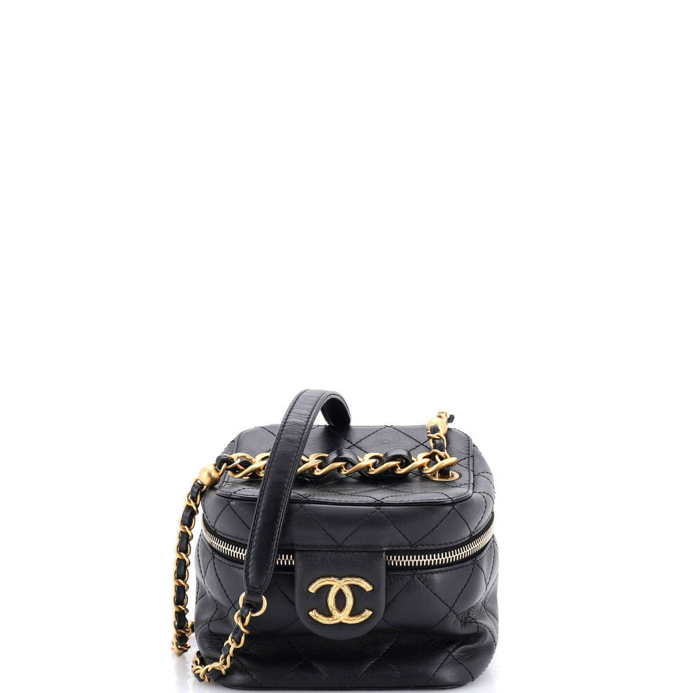 Chanel Small Chain Bar Vanity Case with Chain Quilted Calfskin
